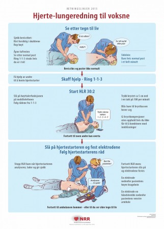 Hjerte-lungeredning til voksne - veggplakat