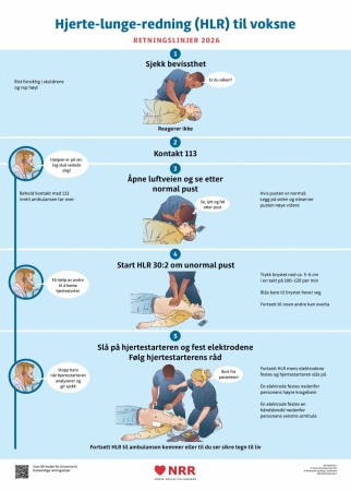 Hjerte-lungeredning til voksne - veggplakat